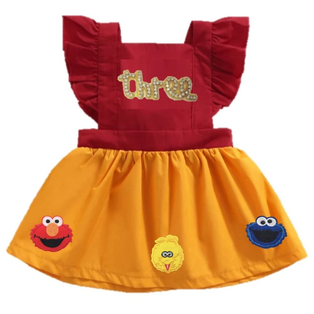 Sesame Street Dress Third Birthday Outfit Cookie Monster Dress Elmo Clothes